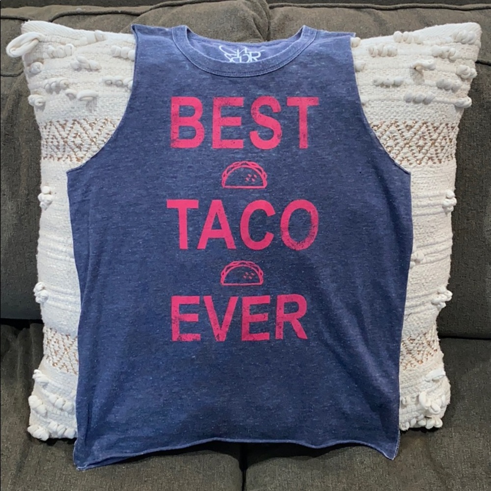 Chaser Brand “BEST TACO EVER” Sleeveless Tee Small